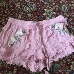 Pink floral shorts